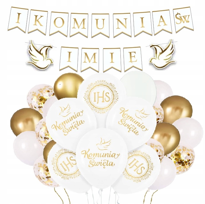 BALONY KOMUNIA dekoracje na KOMUNIĘ IMIĘ