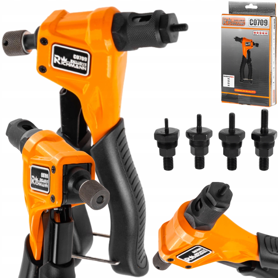 RĘCZNA NITOWNICA DO NITONAKRĘTEK STALOWE I ALU. M3-M6 RICHMAN C0709