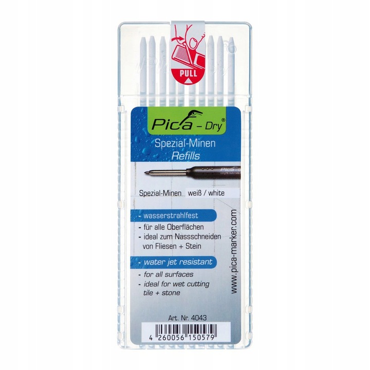 PICA WYMIENNE WKŁADY DO OŁÓWKÓW STOLARSKICH BIAŁE