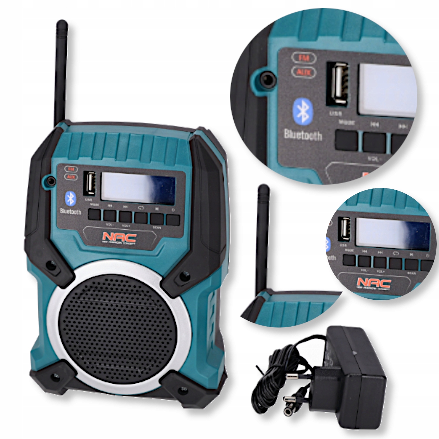 Radio akumulatorowe 20V / 240V NAC RJ-LI-20V Bluetooth USB body