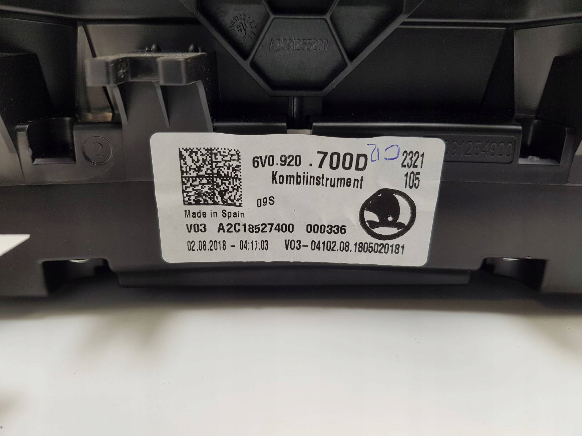 dials clock 6V0920700D SKODA FABIA III 2018