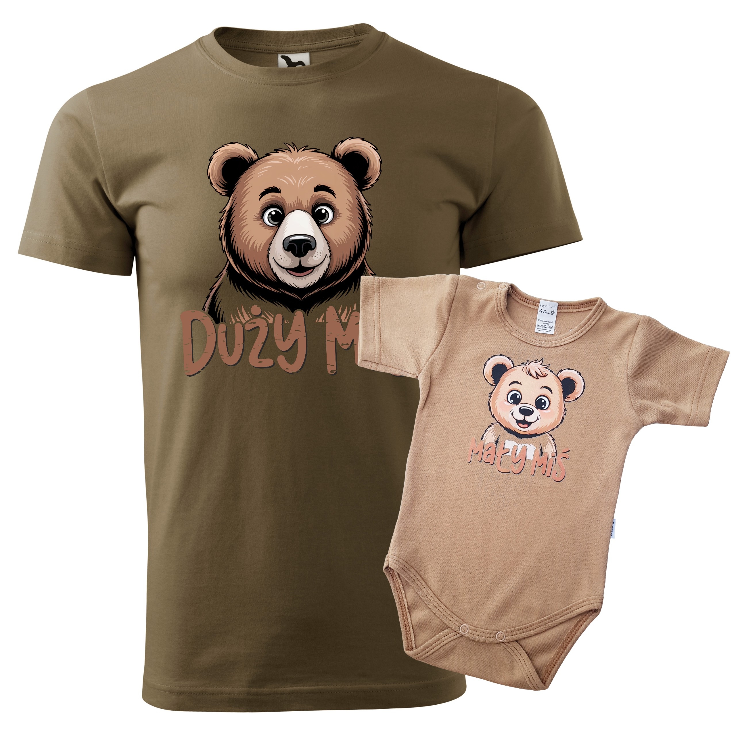 Koszulka dla Taty i body syna córki dziecka zestaw Dzień Ojca Duży Miś Mały