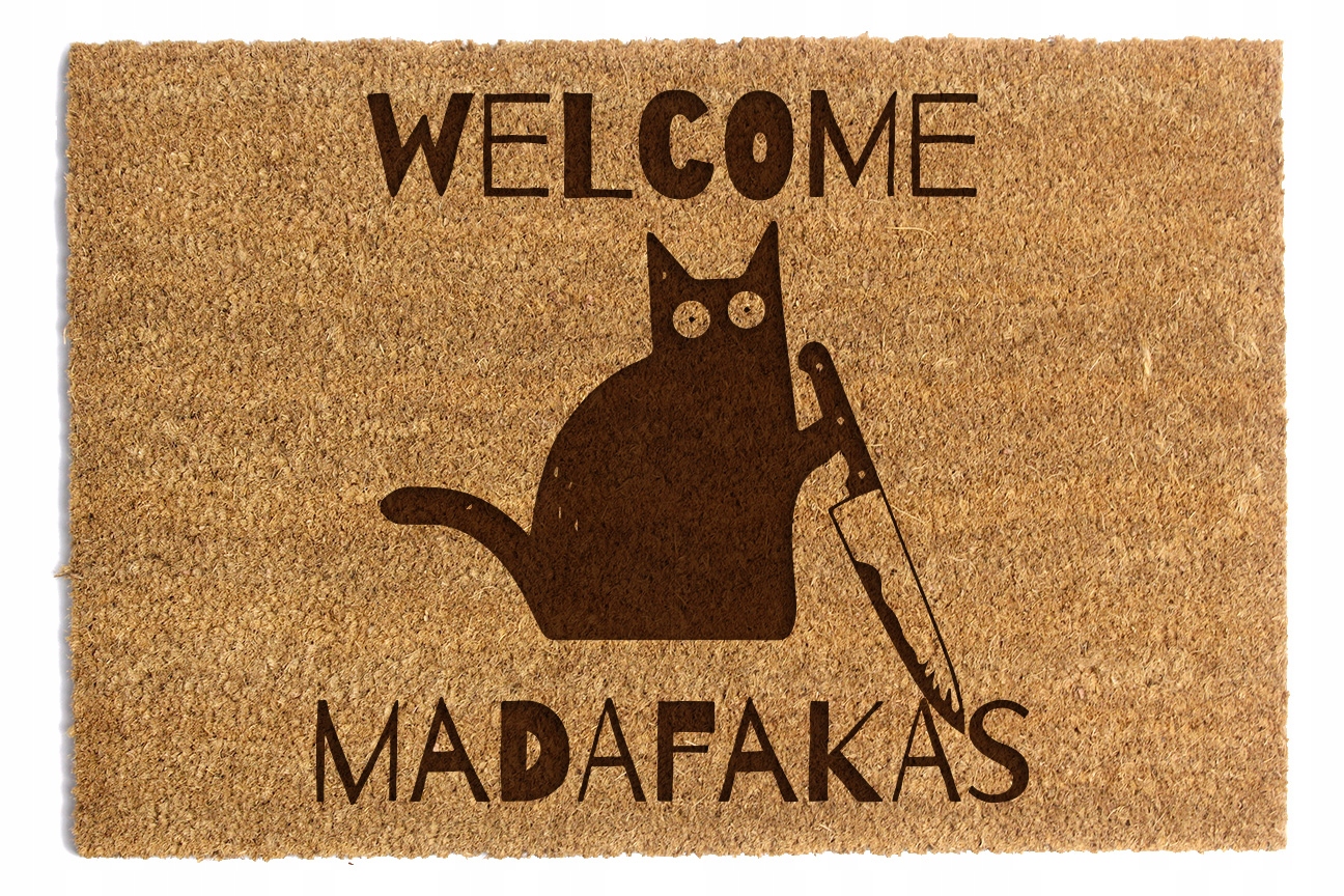 Stěrač Pod Dveře 60 x 90 cm "Welcome Madafakas" Kokos
