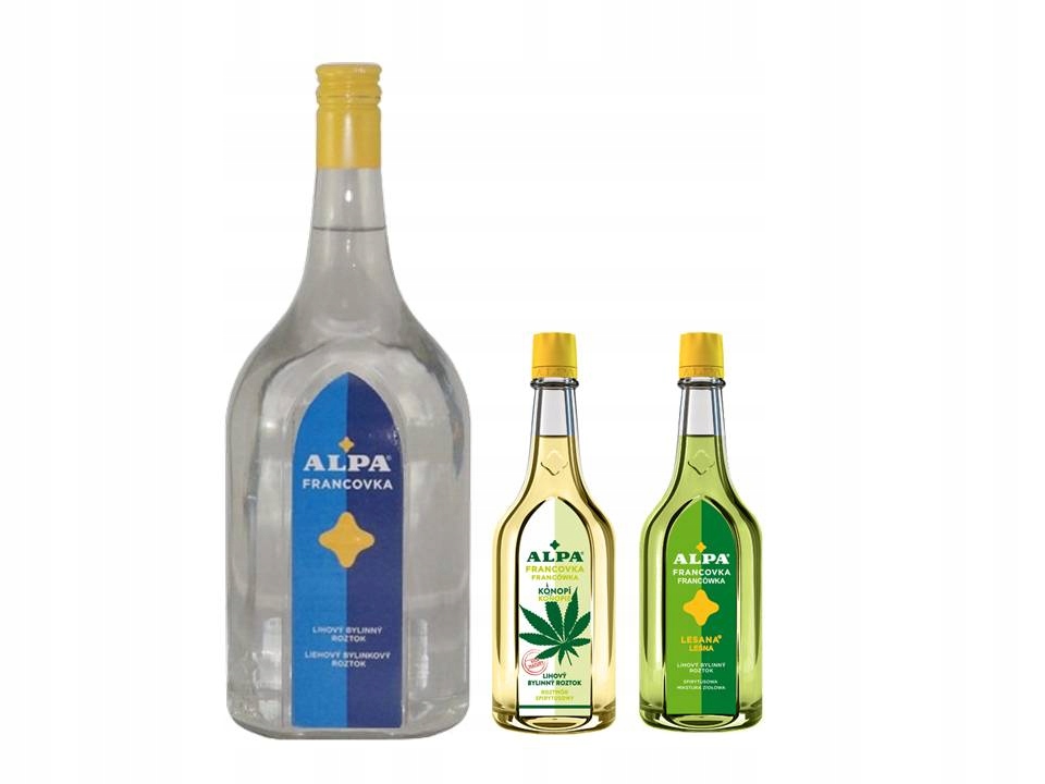 

Alpa francówka 1l konopie 160ml leśna 160ml