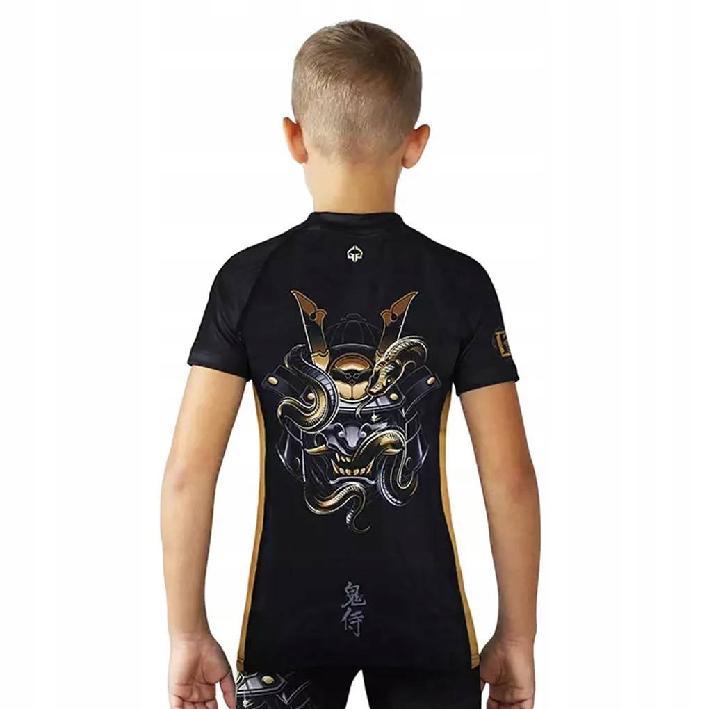 Rashguard dziecięcy z krótkim rękawem Oni Samurai Czarny r. 134 cm Stan opakowania oryginalne