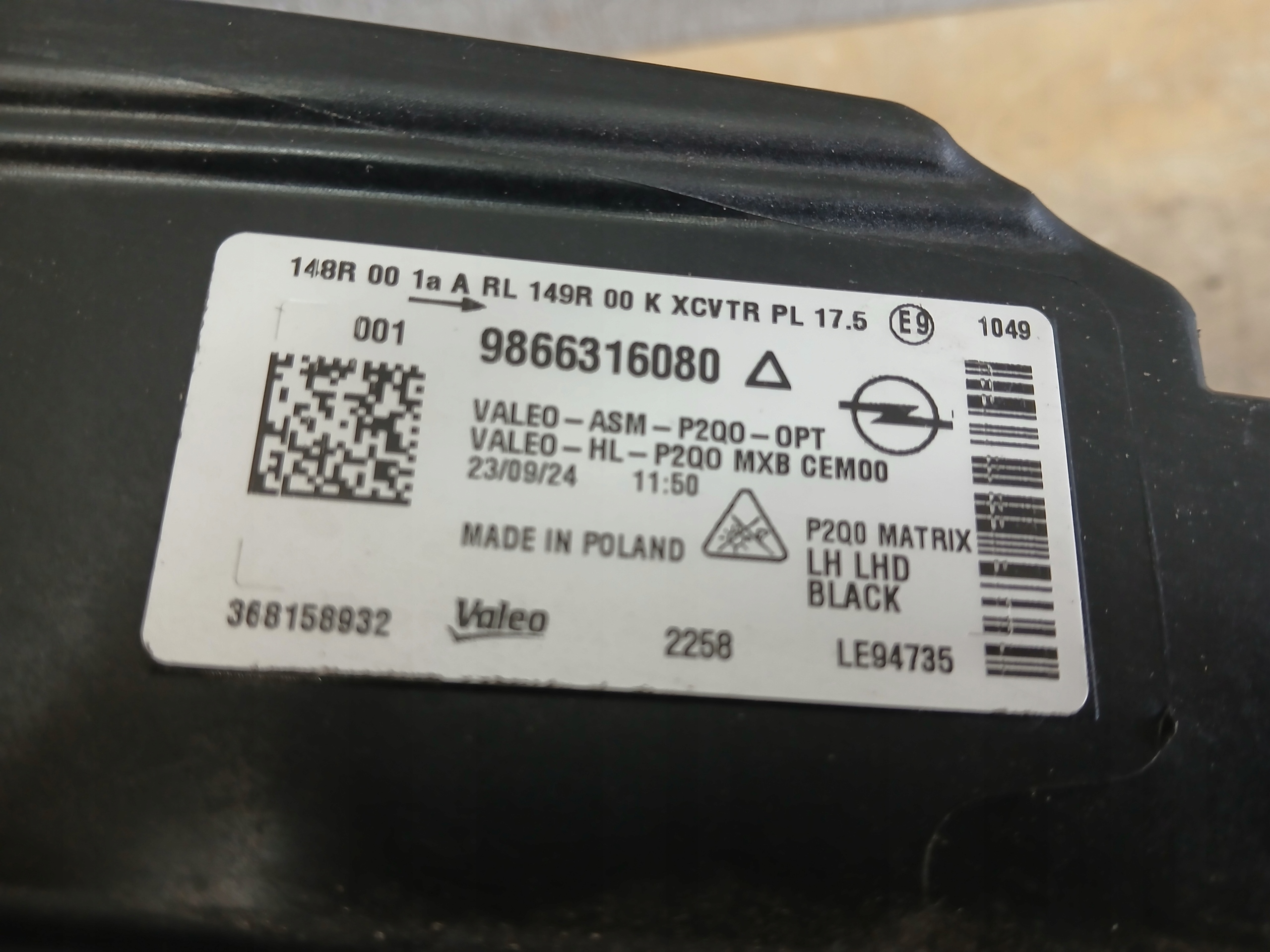 light front left OPEL MOKKA B FULL LED 986631680