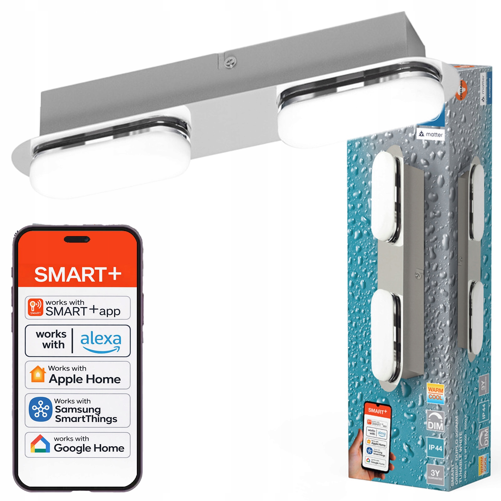 Led kúpeľňová lampa 15W 1100lm Cct IP44 Smart+ WiFi Matter Orbis