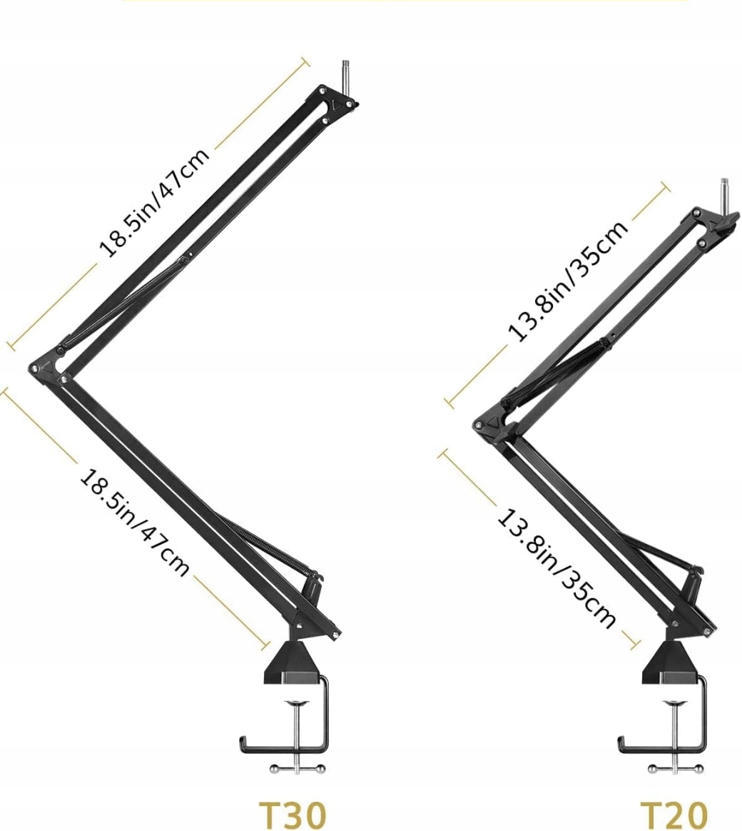TONOR Stojak na mikrofon, rozszerzone ramię przegubowe z filtrem pop, adapt Marka Tonor