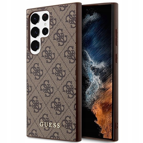 Guess GUHCS23LG4GFBR S23 Ultra S918brązowy/brown hard case 4G Metal Gold Lo