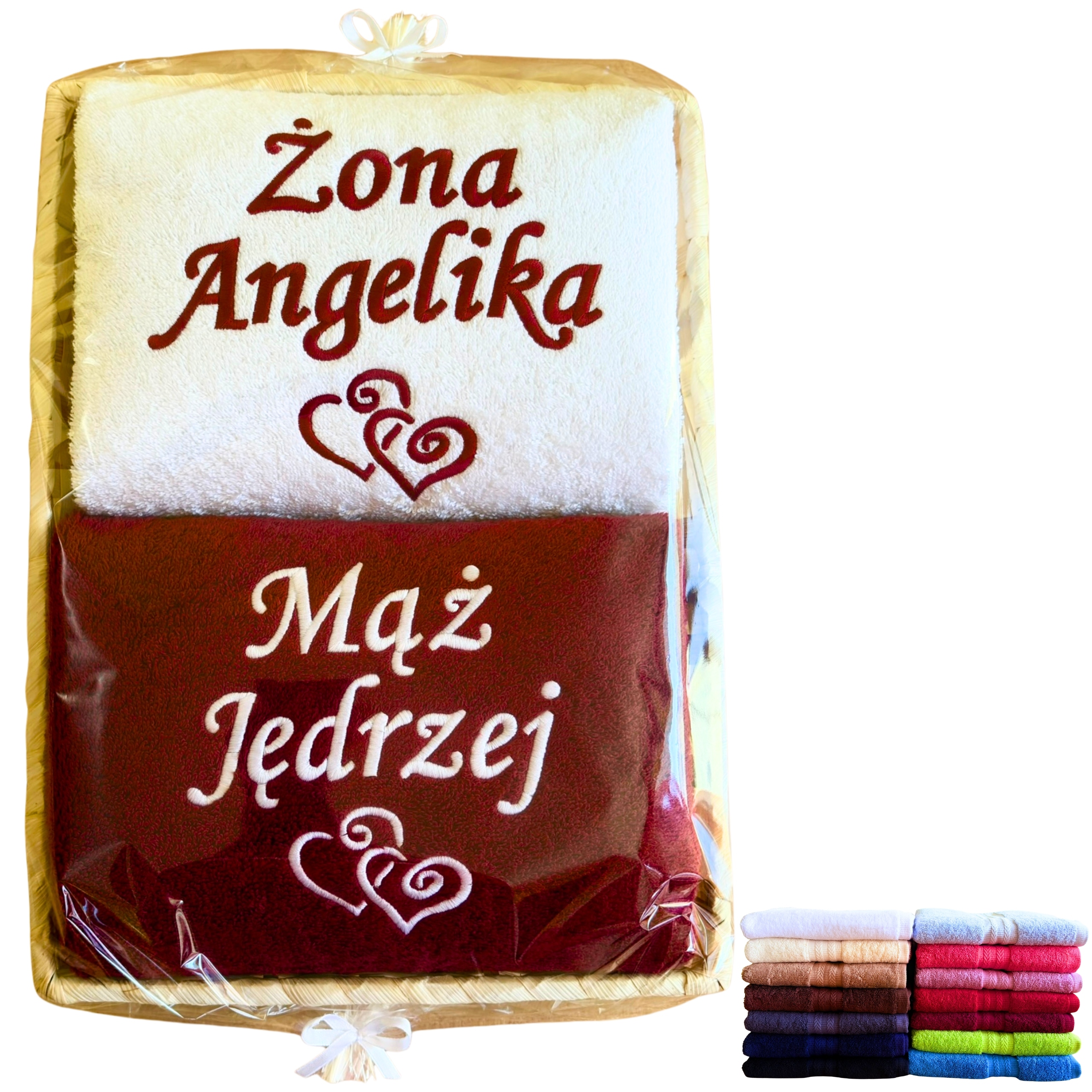 Dárek na svatba svatební suvenýr Ručníky V Koši koš manžel manželka