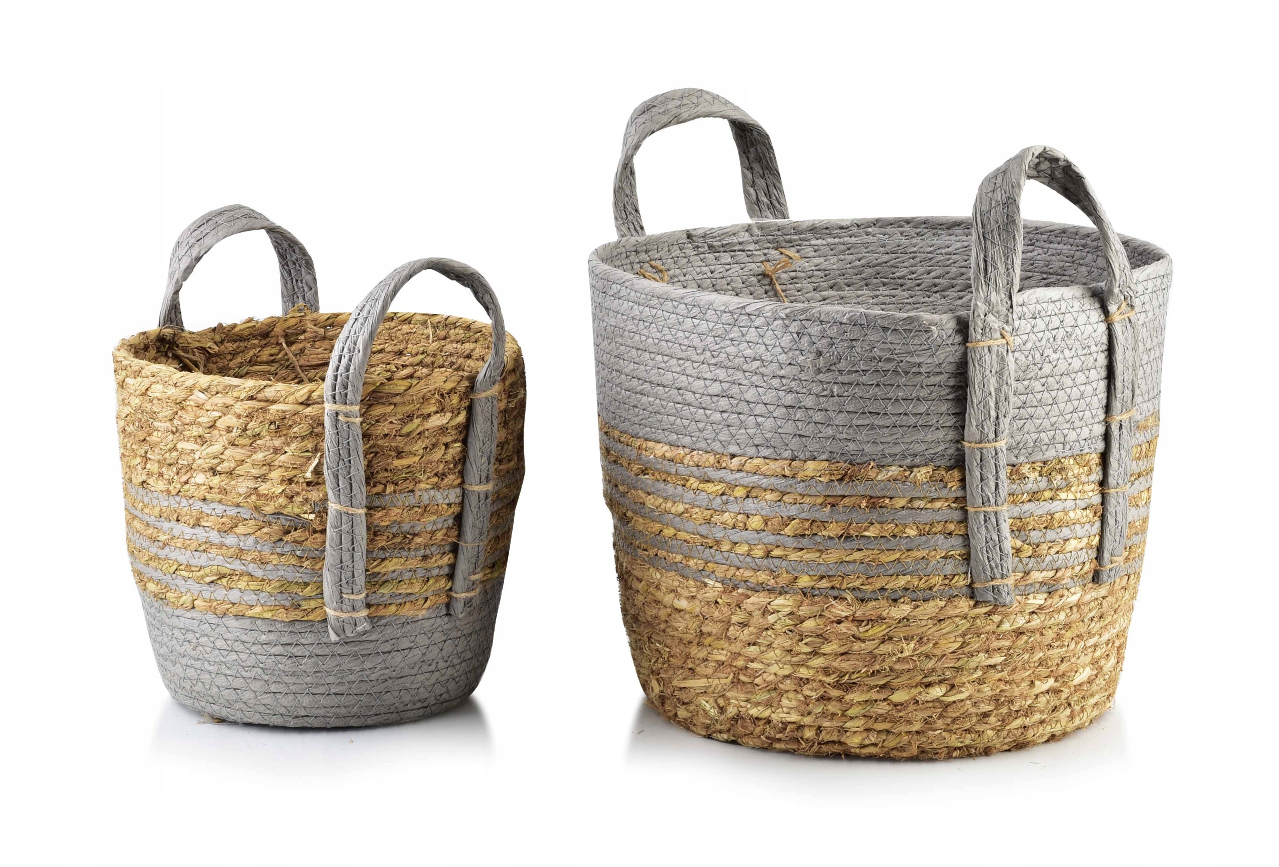 2x KOSZ Z TRAWY MORSKIEJ DUŻY MAŁY PRANIE ZABAWKI