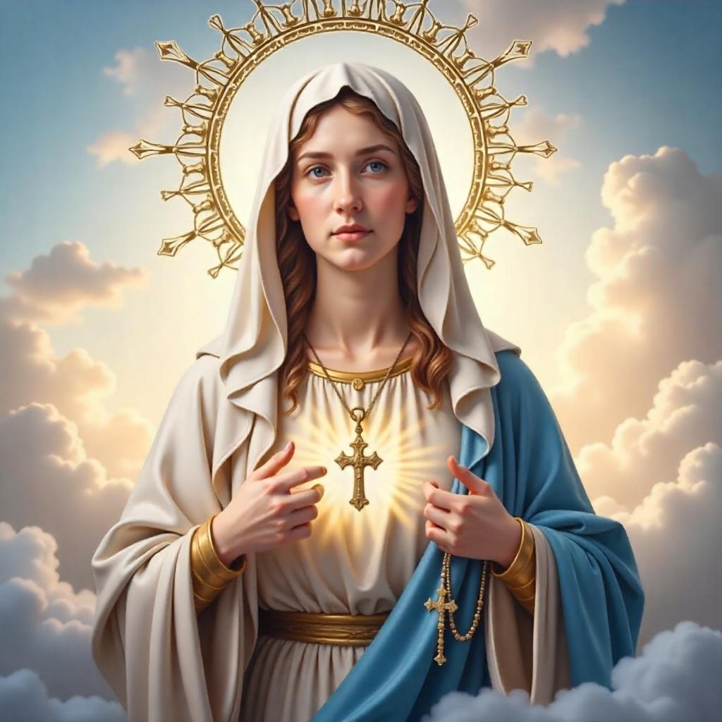 Diamantová výšivka Marie Modlitba Ježíše Náboženského Madona Čtverce 50x50 cm