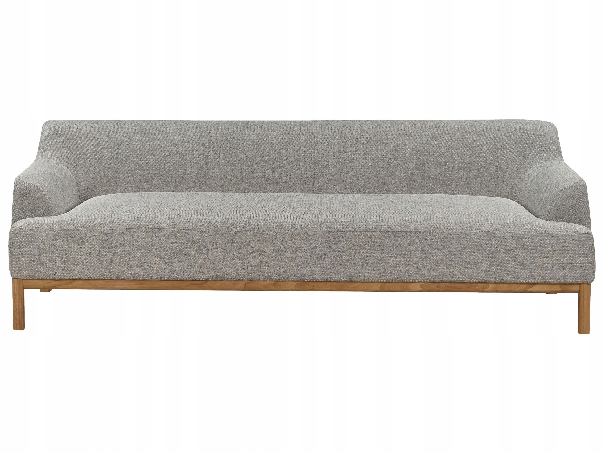 Sofa 3-osobowa tapicerowana drewno nogi szara