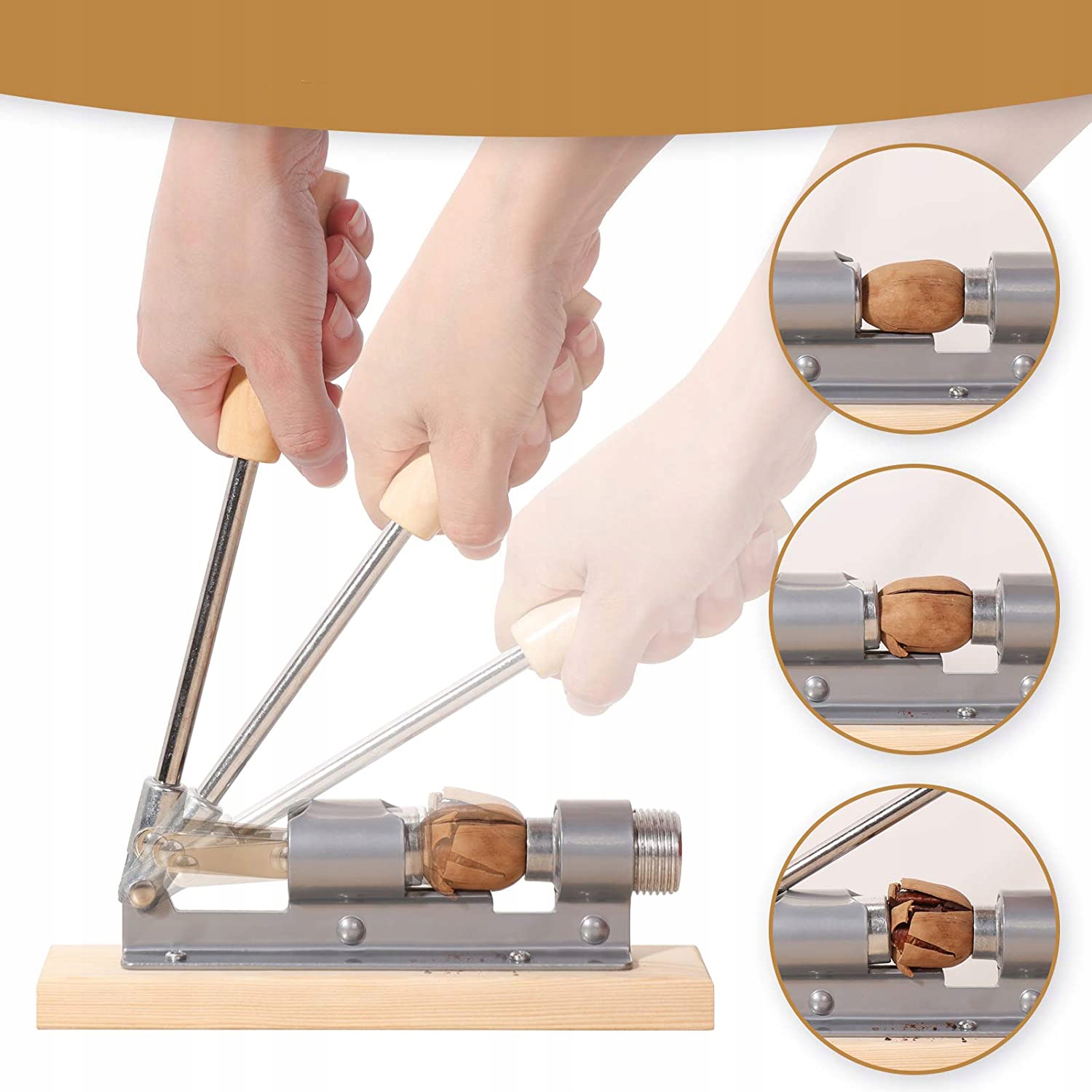 DUŻY Dziadek do Orzechów na Drewnianej Podstawce MOCNY Regulowany STALOWY Materiał dominujący metal