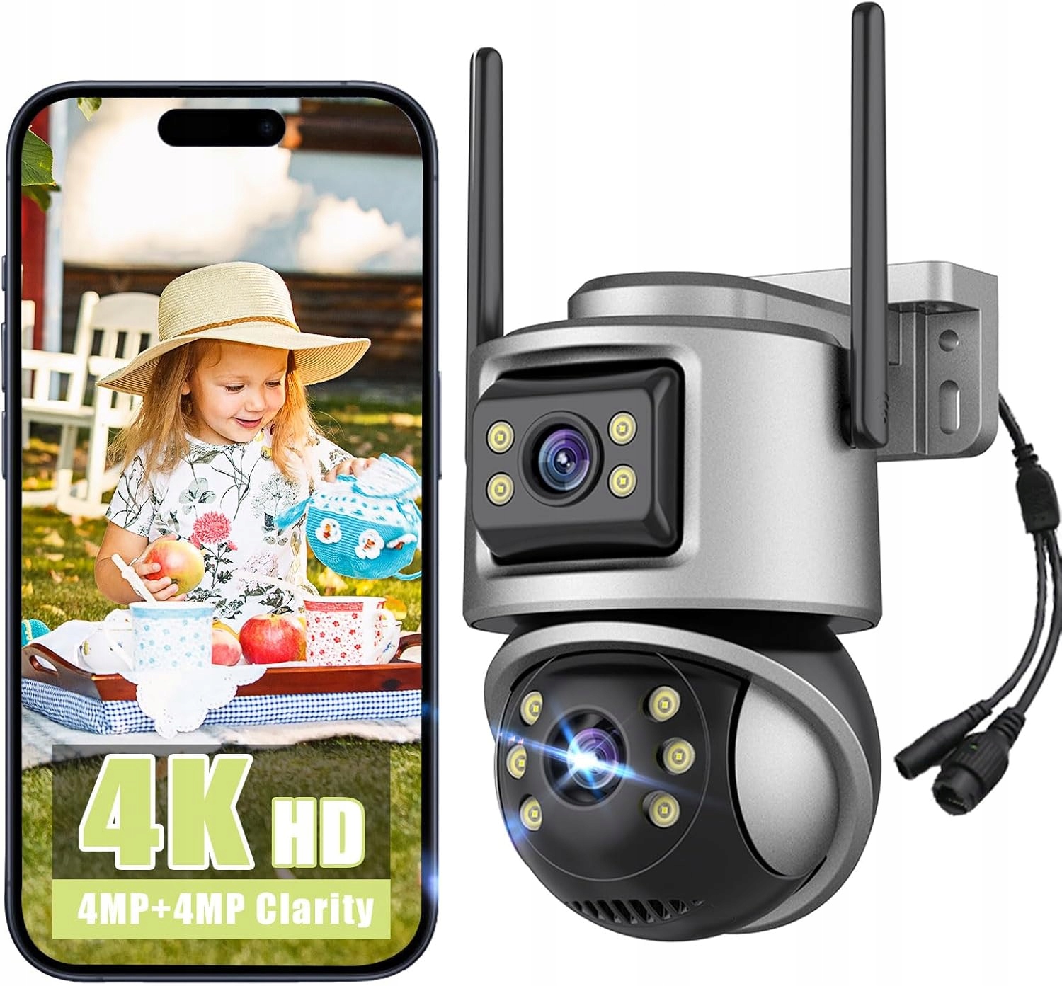 Zewnętrzna kamera WiFi Pełna Rozdzielczość 4K Ultra Hd 8Mp Smart Audio 360°