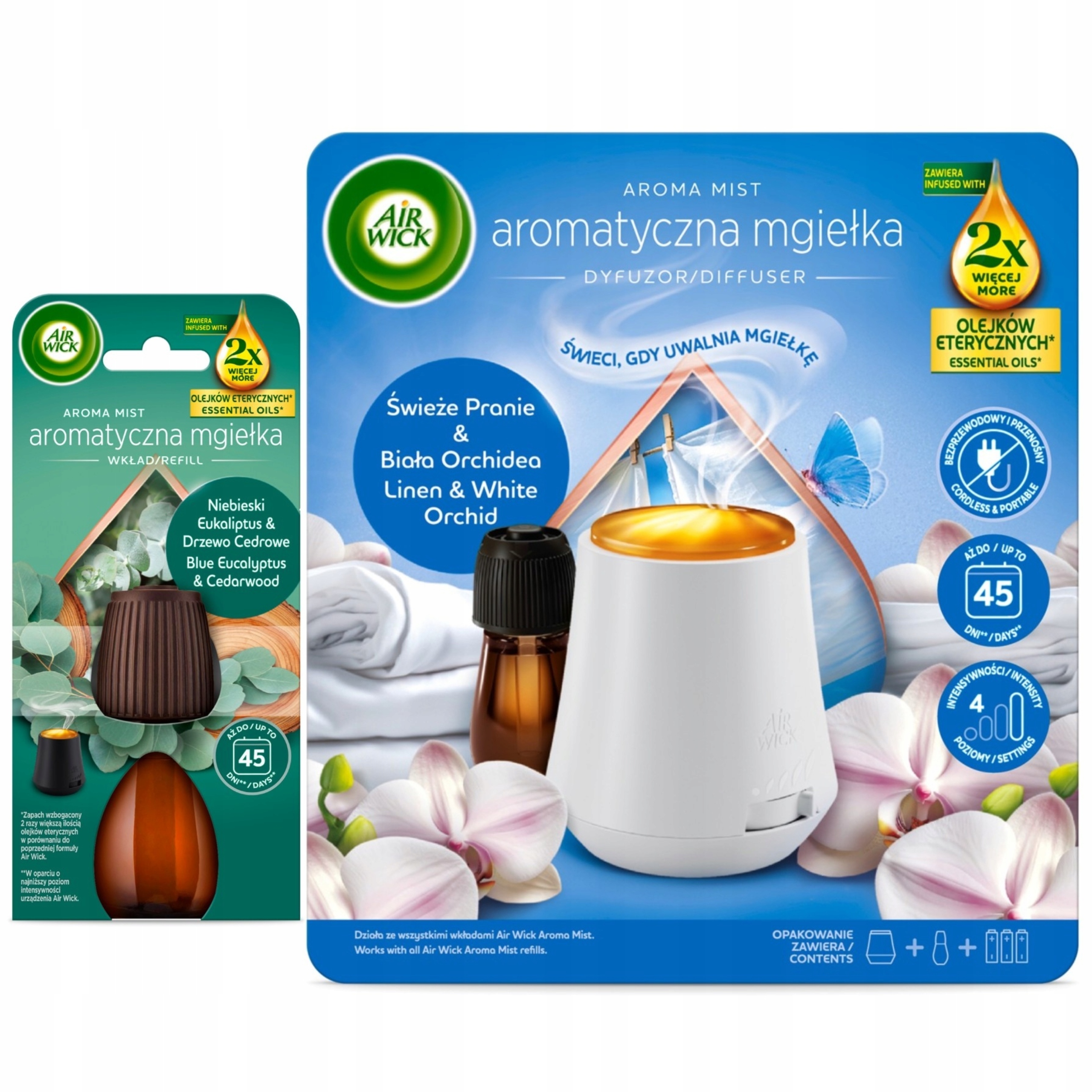 Levně Air Wick Mlha Komplet Čerstvé Praní Bílá Orchidej Náhradní náplň 20 ml