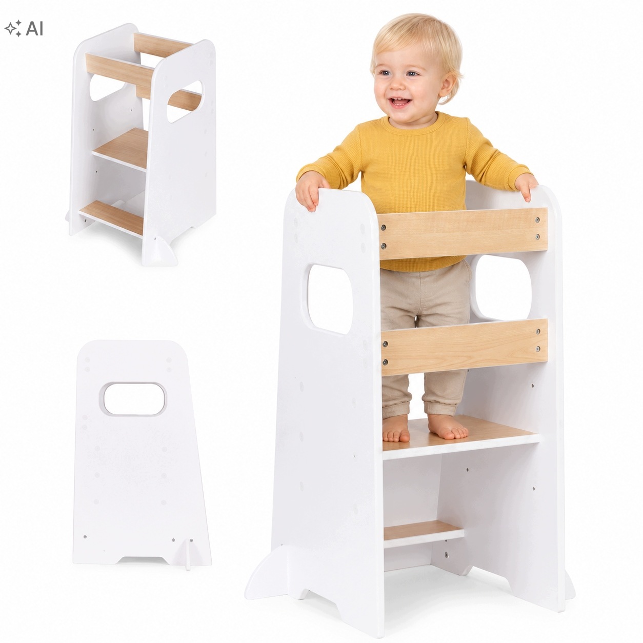 Pomocnik Kuchenny Kitchen Helper Montessori Regulowany Dla Dzieci 3 Poziomy