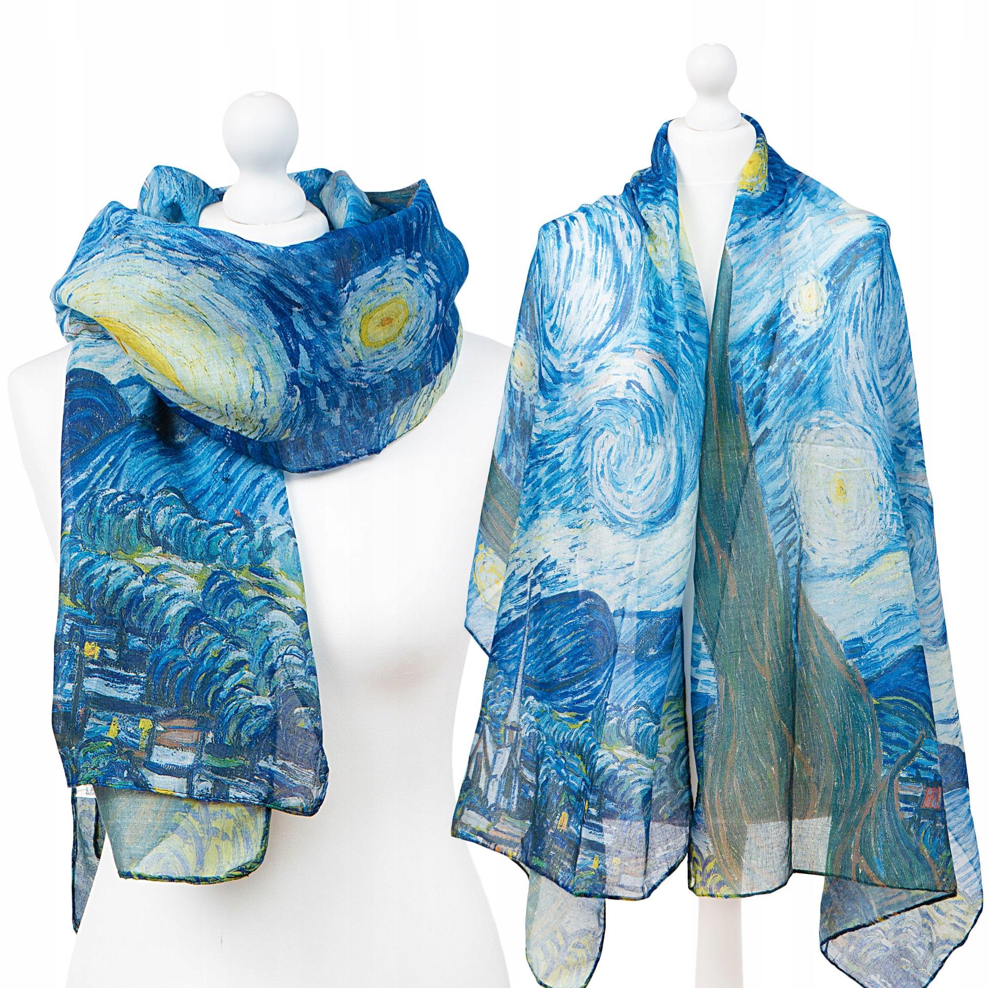 Duży Wiosenny Szal Lekki Cienki Chusta Apaszka Piękne Wzory Obrazy Art