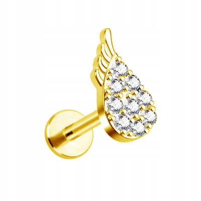 

Labret złote skrzydło z białymi cyrkoniami 1,2/6