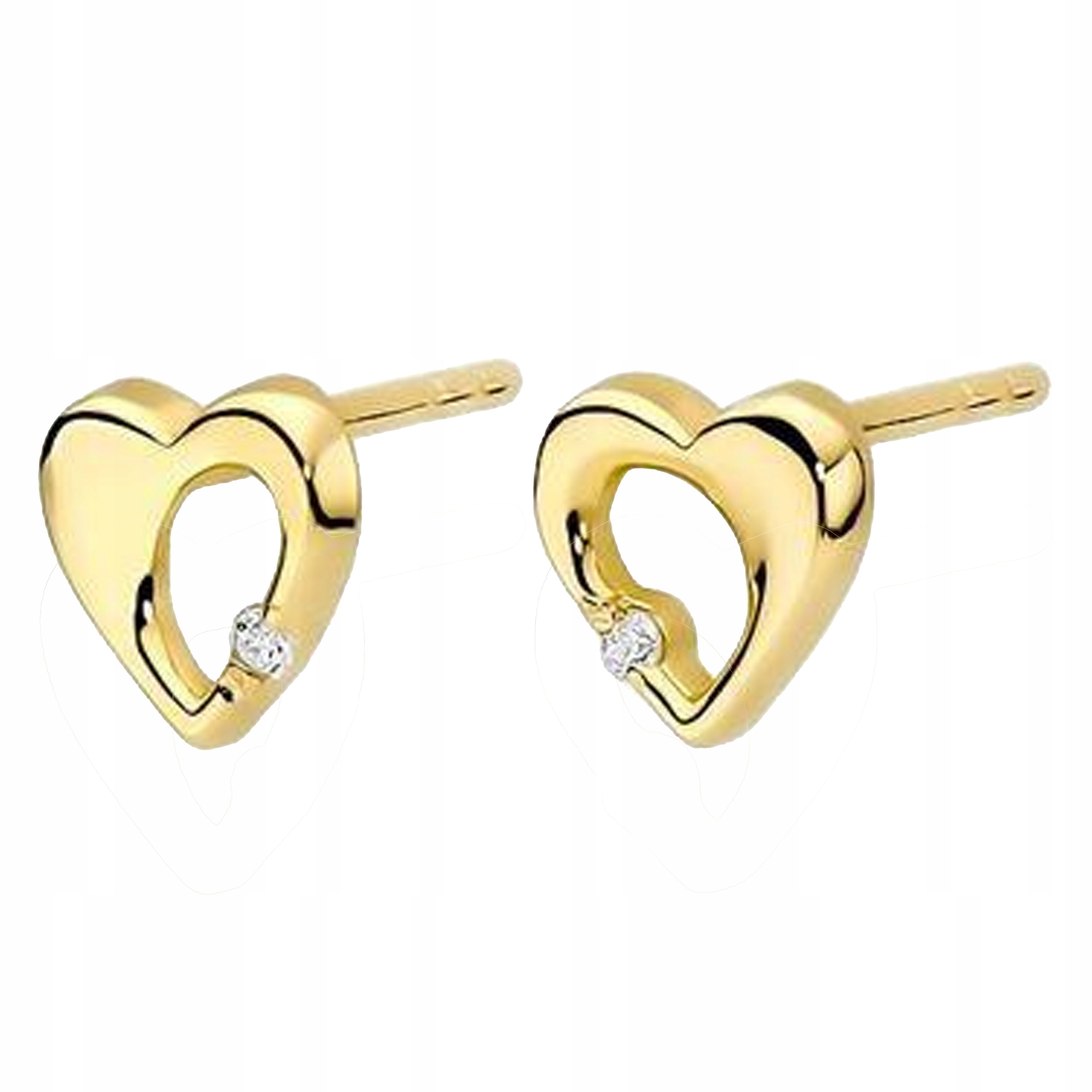 Zlaté náušnice 585 Srdce S Brilianty 0,40 g srdíčka s diamanty