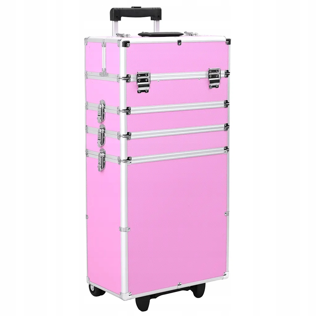 Vozík na make-up doplňky, růžový, 37x22x78 cm, dřevo/ABS/hliník