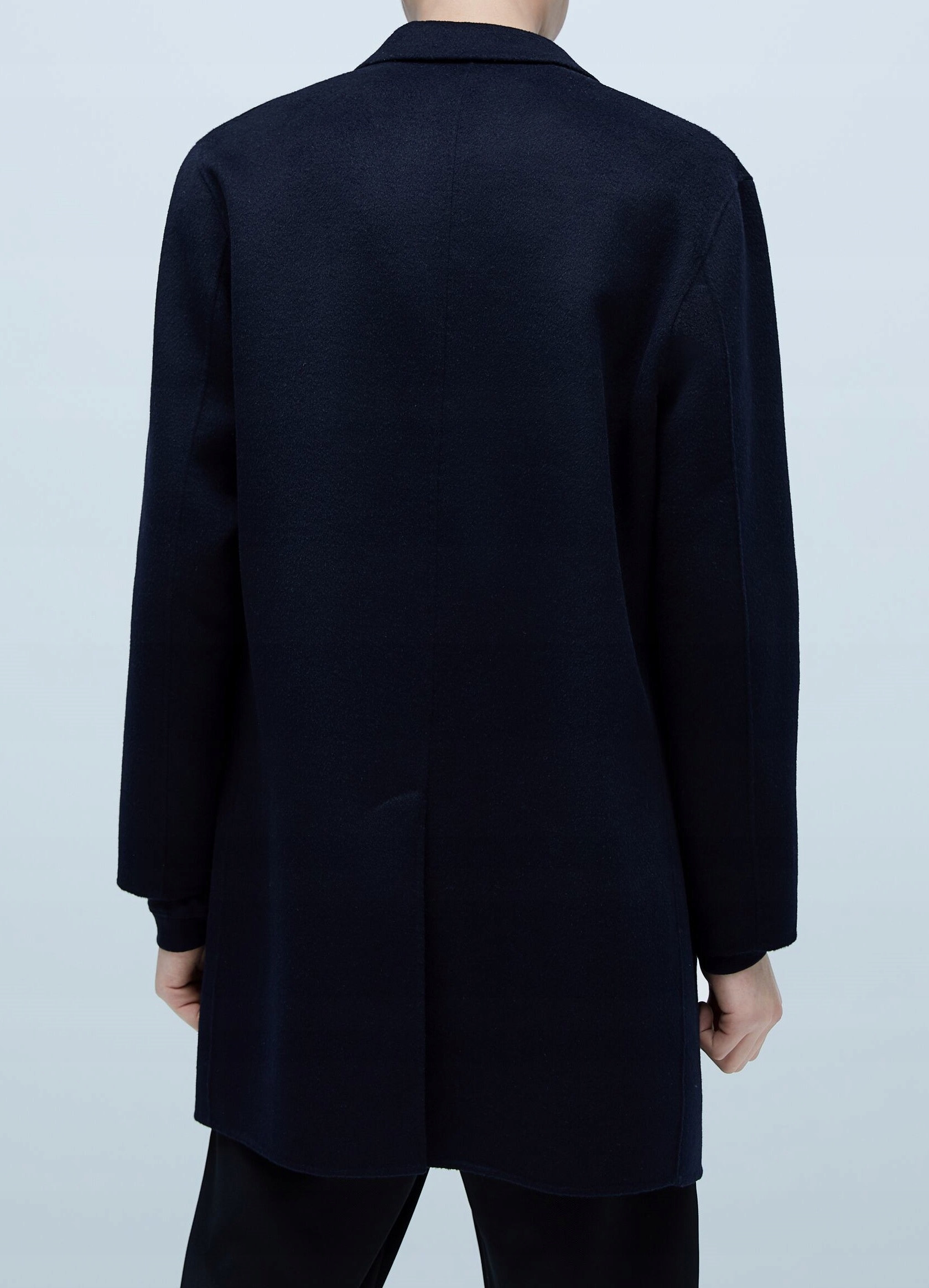 ZARA MAN PROSTY PŁASZCZ GRANAT WEŁNA L WIOSNA Wzór dominujący bez wzoru