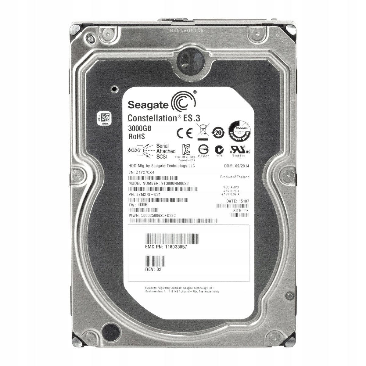 Emc 118033057 3TB 7.2K 128MB SAS-2 3.5'' ST3000NM0023