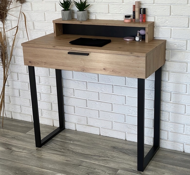 TOALETKA LENA PLUS DĄB ARTISAN METAL CZARNE U 90CM Marka Meblano