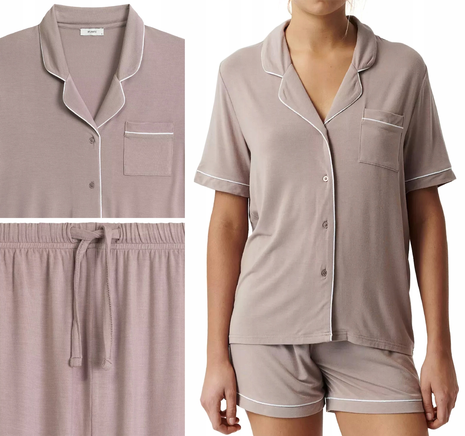 Dámské Pyžamo Atlantic NLP-496 košilové Krátké elegantní z Modalu M