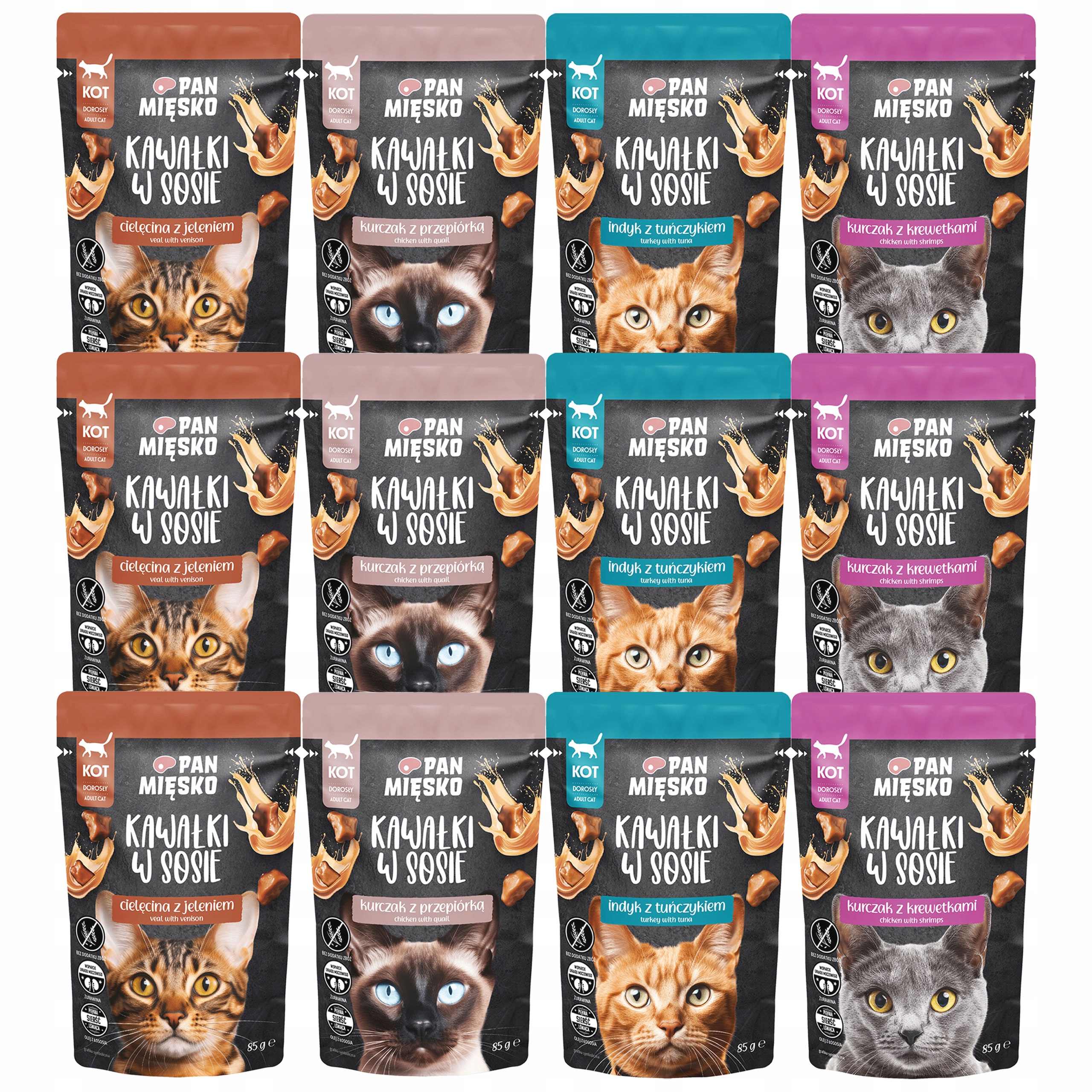 Levně Pan Miesko mokré krmivo pro kočky MIX Of Flavors Adult 24x85g