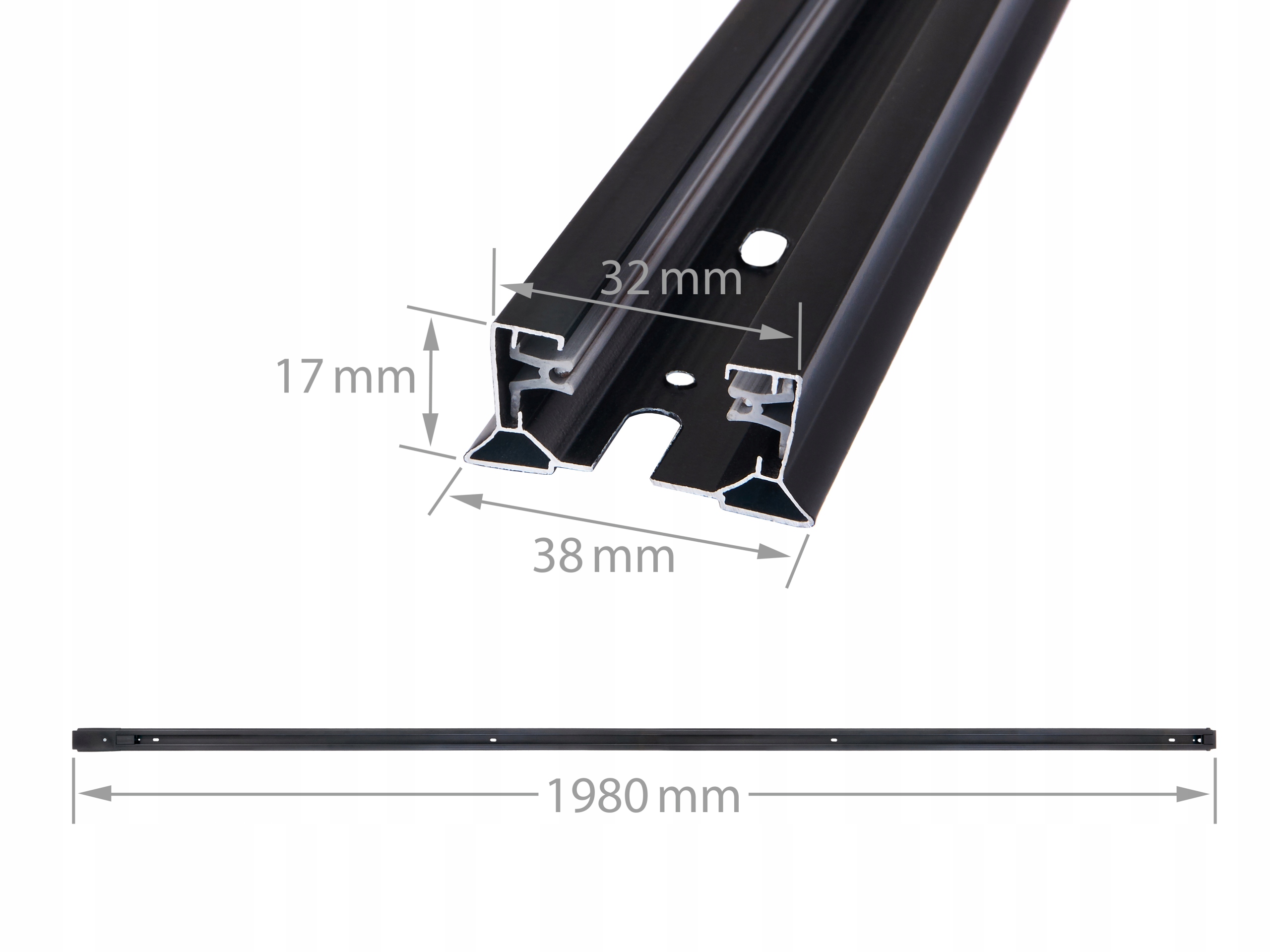 Szynoprzewód LED 6x reflektor GU10 szyna track 2m Oświetlenie Szynowe Kolor czarny