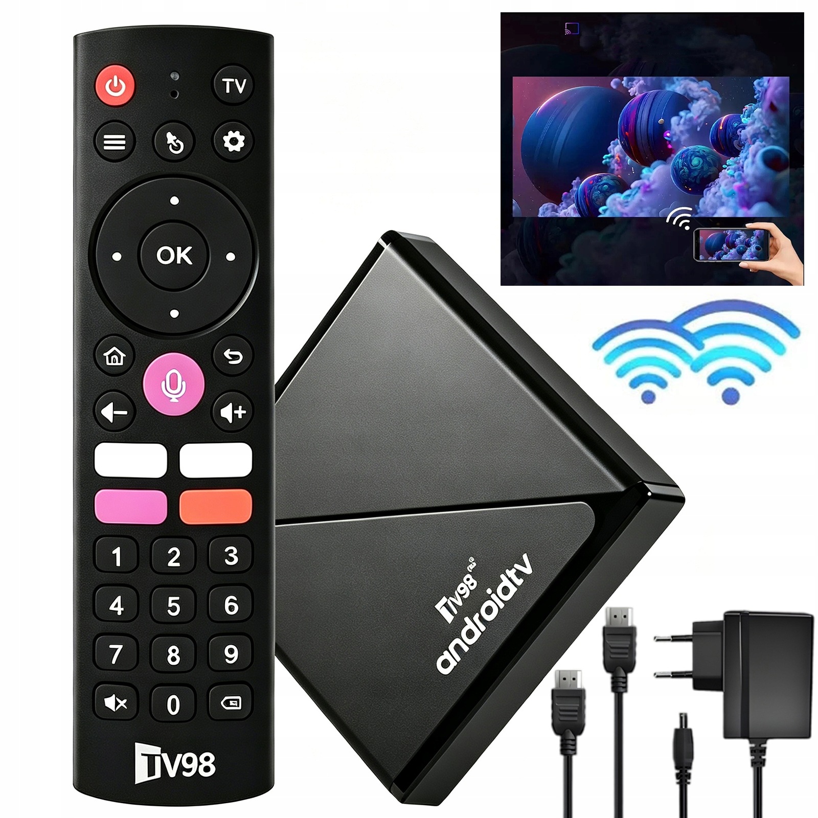 Přehrávač Smart Tv Box Android 14 2/16GB Hdmi 8K Dálkový Ovladač Kabel