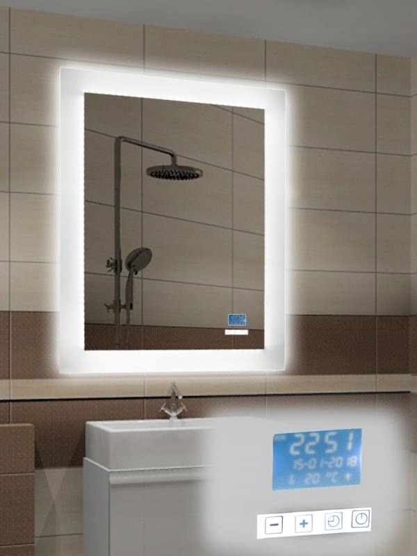 LUSTRO LED BIAŁY 50X70cm 15mm od ściany z zegarem i wyłącznikiem Kod producenta LM00150x70L