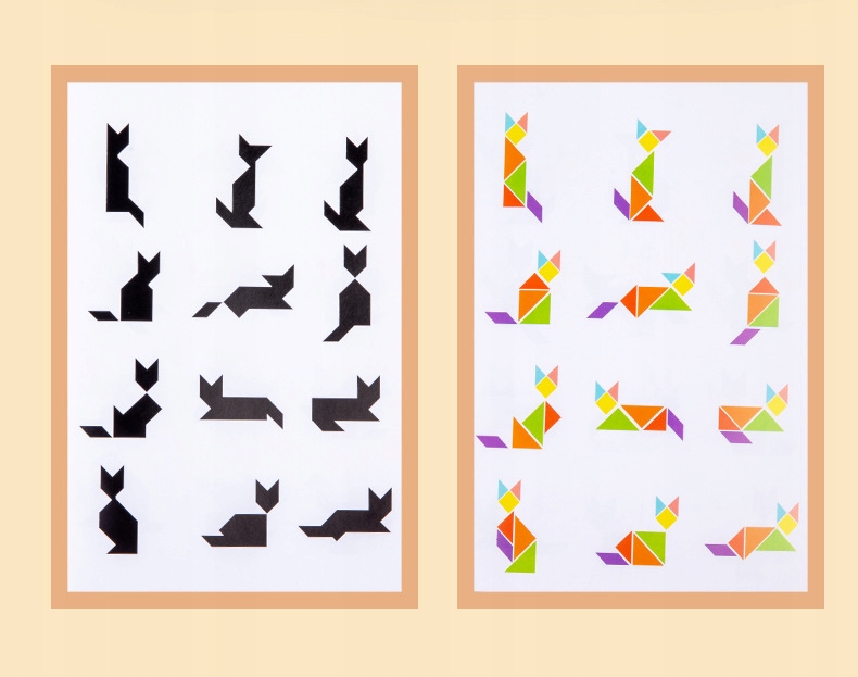 TANGRAM MAGNETYCZNY DREWNIANE KLOCKI GRA LOGICZNA + GRATIS KÓŁKO I KRZYŻYK Nazwa ZESTAW GIER LOGICZNYCH MONTESSORI