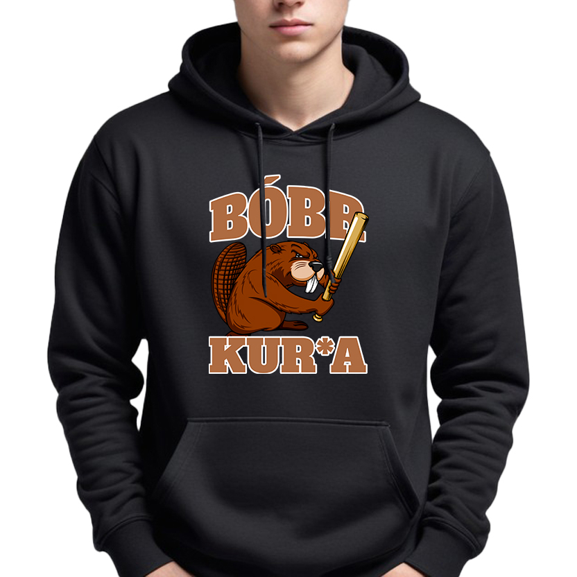 Mikina Černá S Kapucí Ideální Jako Dárek Bobr K**wa Zábavný Vzor L