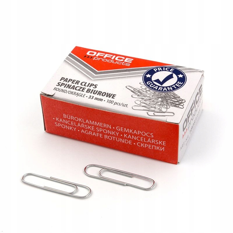 

Spinacze okrągłe 33 mm Office Products 100szt