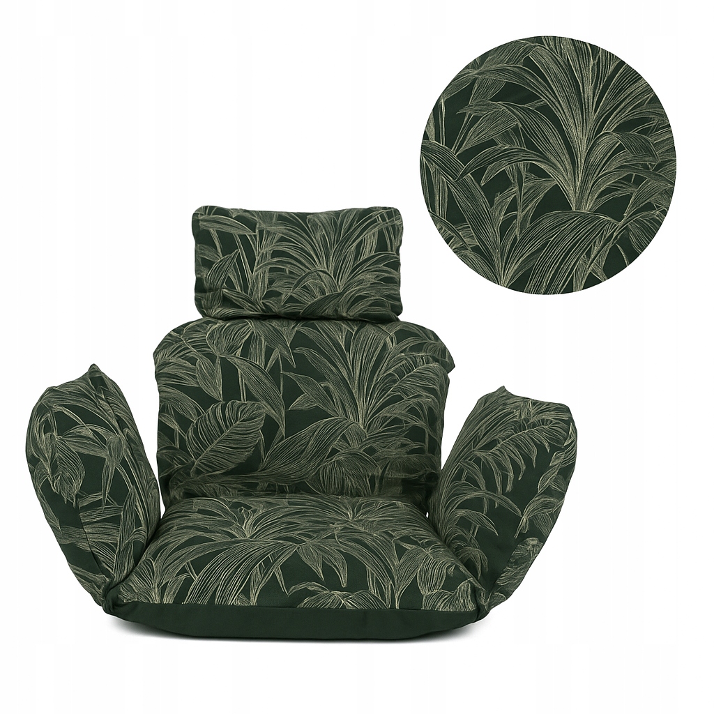 Wodoodporna zielona poduszka kokon na huśtawkę ogrodową, fotel wiszący