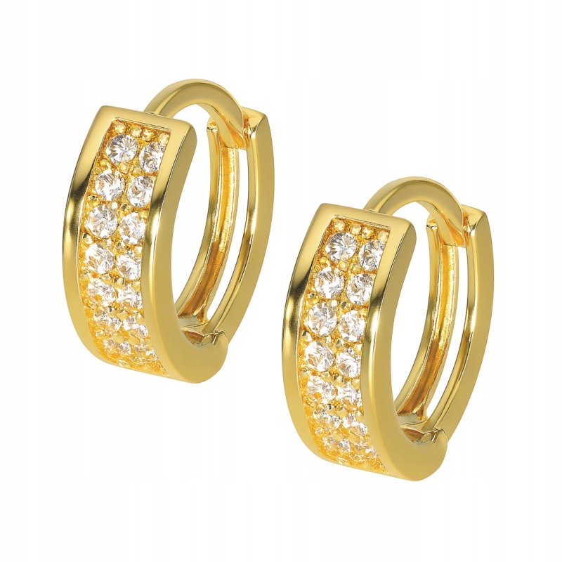 náušnice pro ženy ze zlata 585 stylové kolečko s řadou zirkonů 1.48