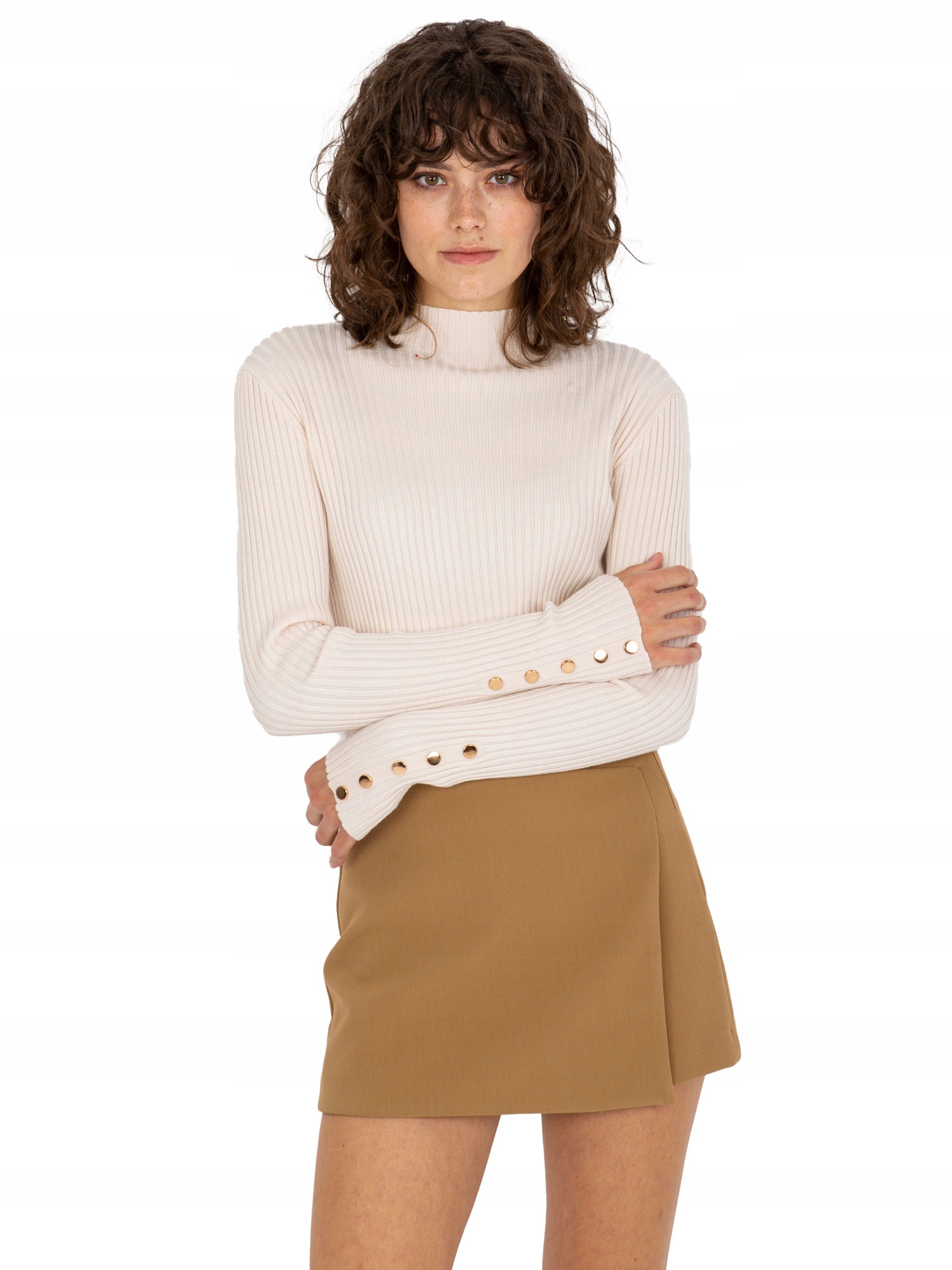 

Dopasowany Sweter damski Prążkowany stójka L/XL
