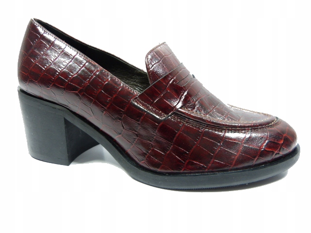 Bordové dámské lodičky s pohodlným podpatkem, dámské mokasíny Karino 37