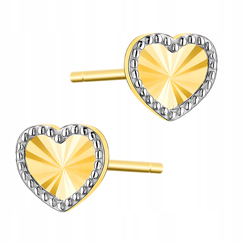 Zlaté Náušnice Dámské Dýka pr. 585 Diamantové srdce Srdíčka 14k