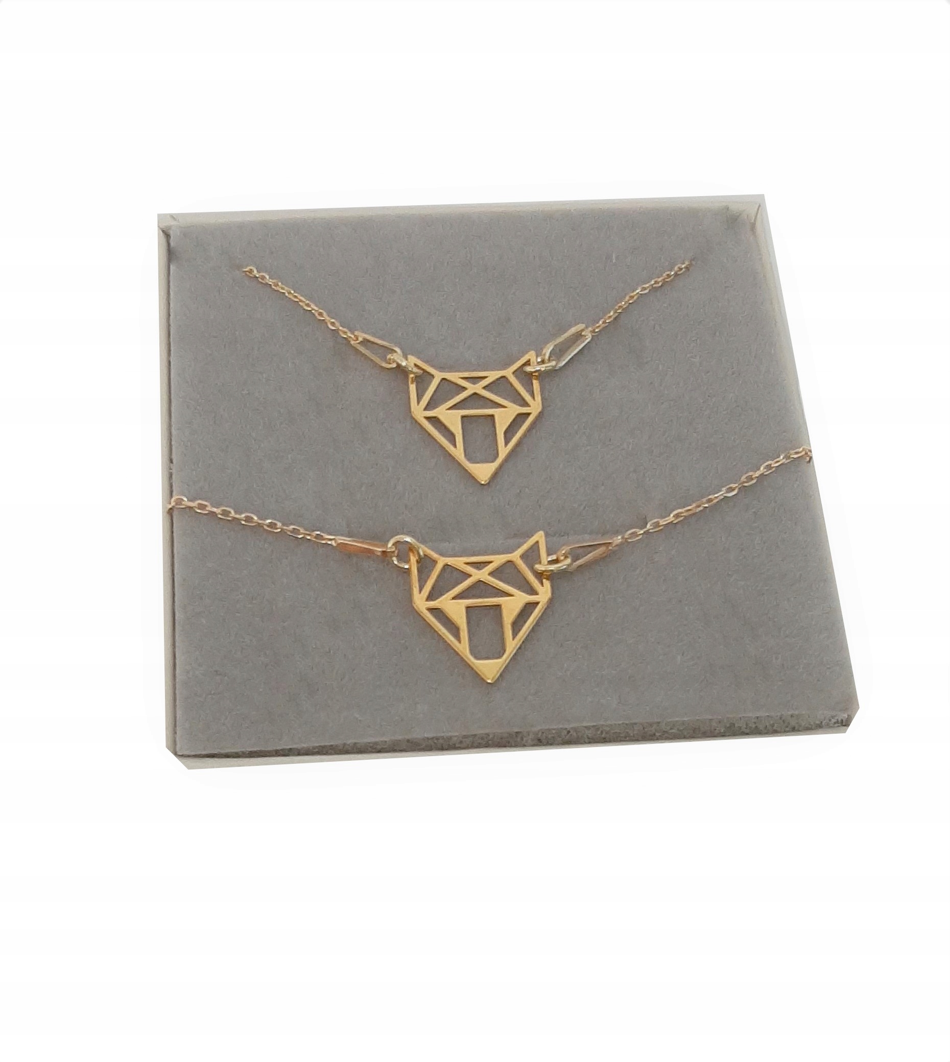 

Złoty Komplet lisek lis Origami srebro 925