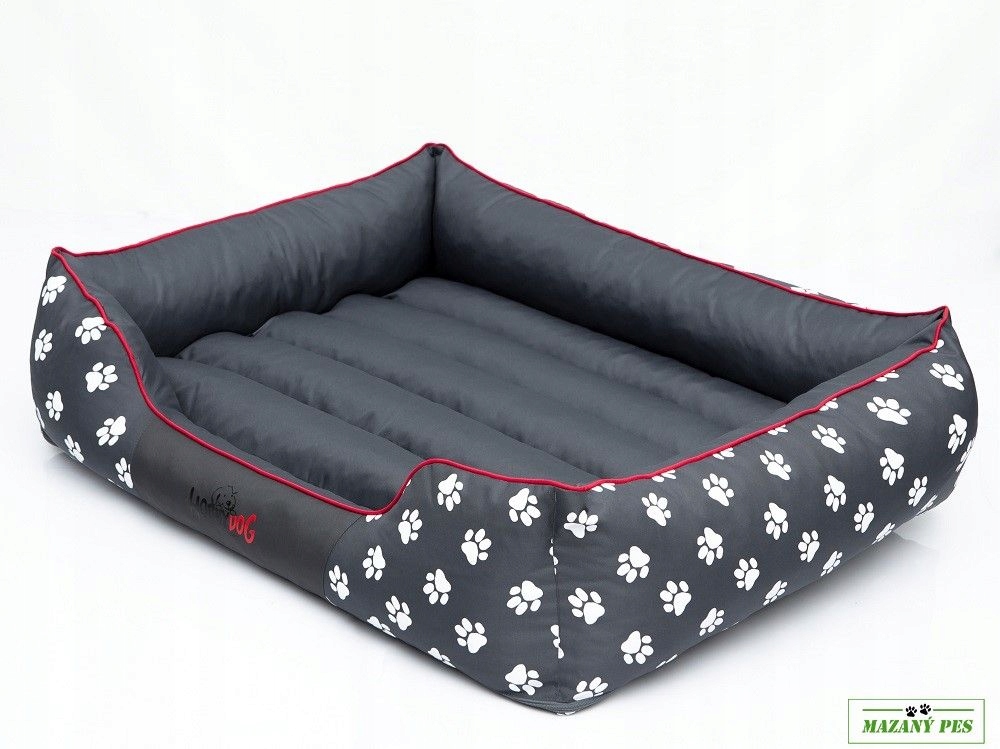 Levně Hobby Dog Pelíšek pro psa Prestige šedý vzor tlapky Velikost L 65 x 50 cm