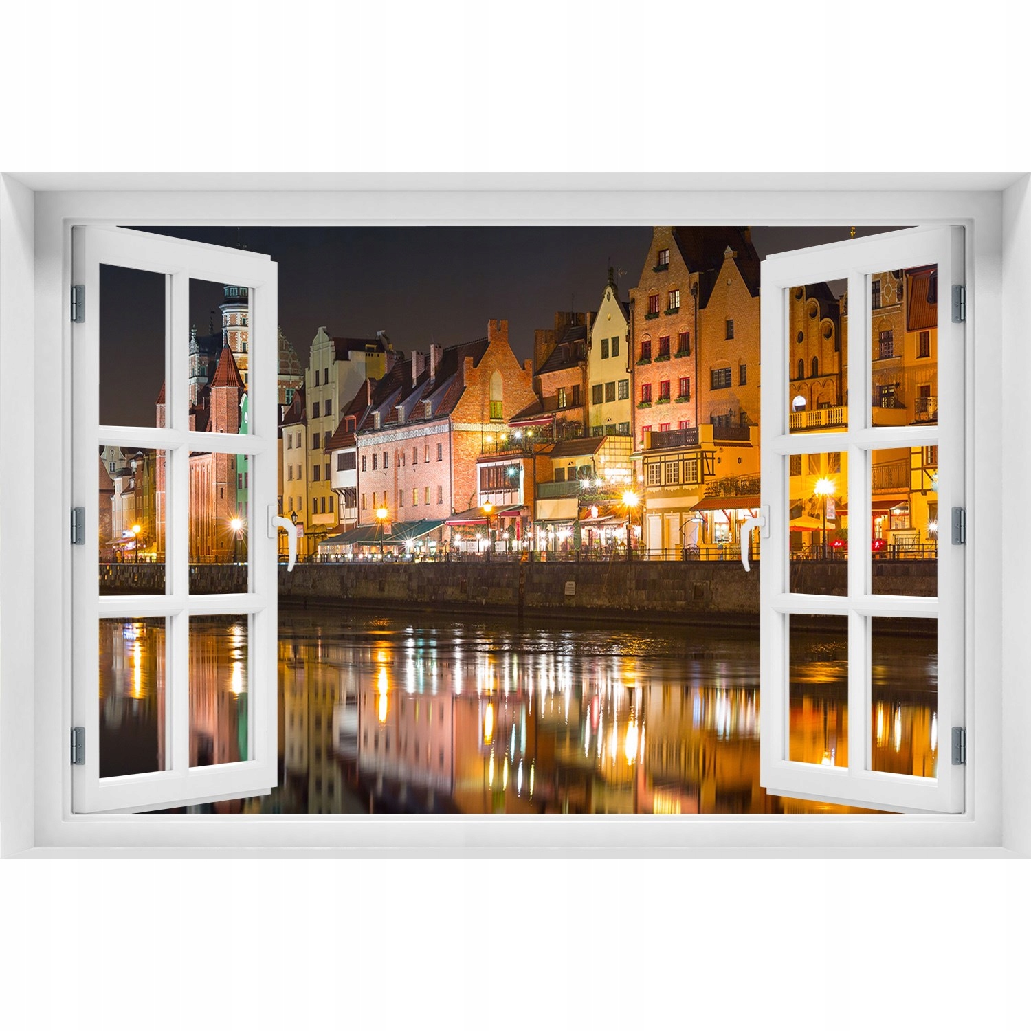 

Naklejka na ścianę 3D Okno Gdańsk Polska 90x60