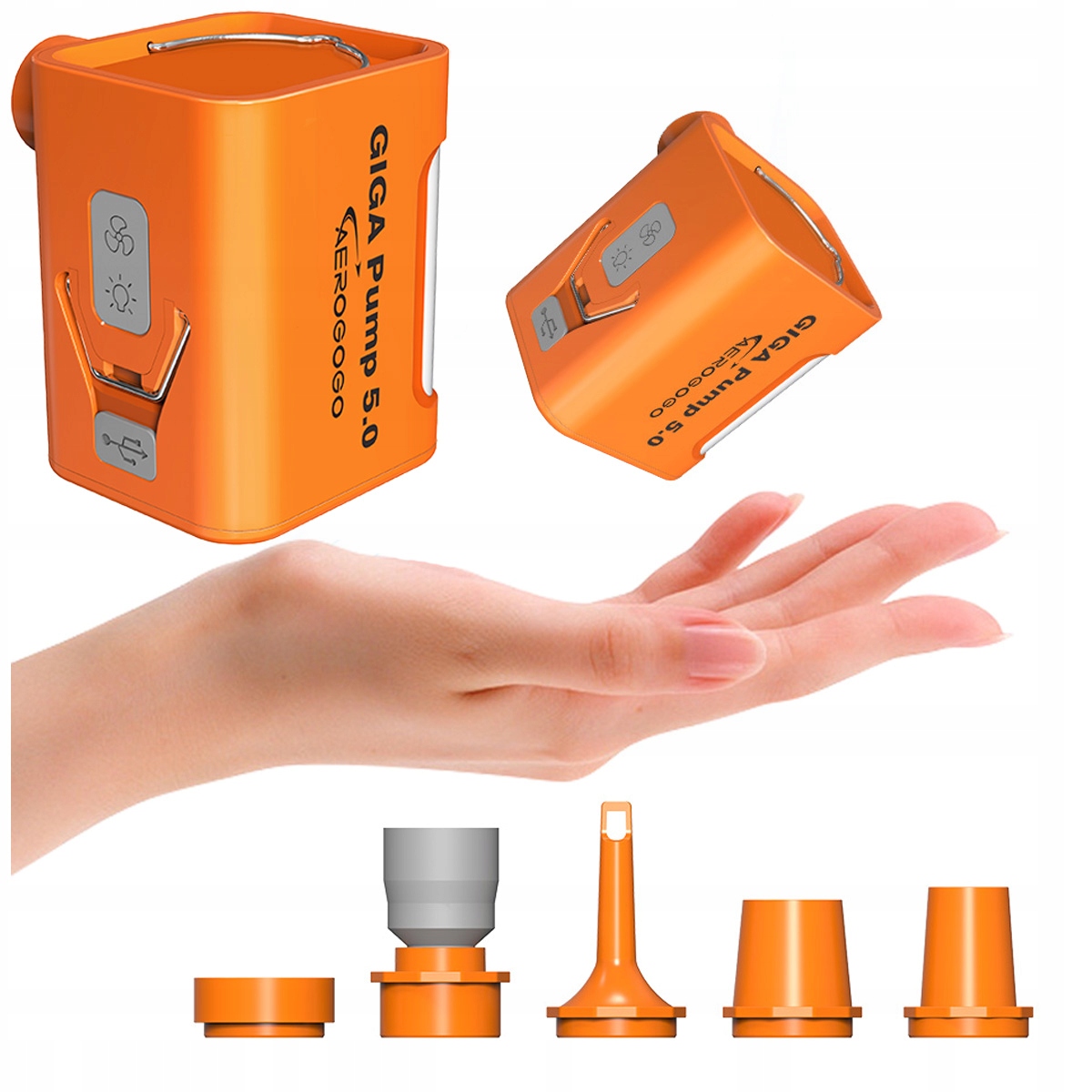 Giga Pump 5.0 Pompka Turystyczna Z Lampką 5 końcówek 260l/min 5kPa
