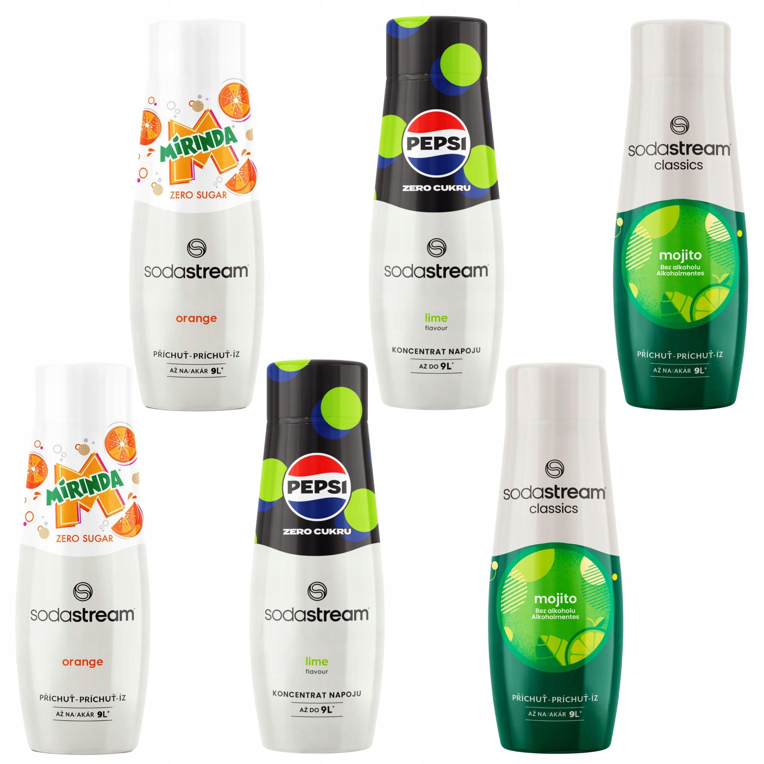 Sada Sirupů Sodastream 2x Pepsi Max Lime, 2x Mirinda Zero, 2x Mojito