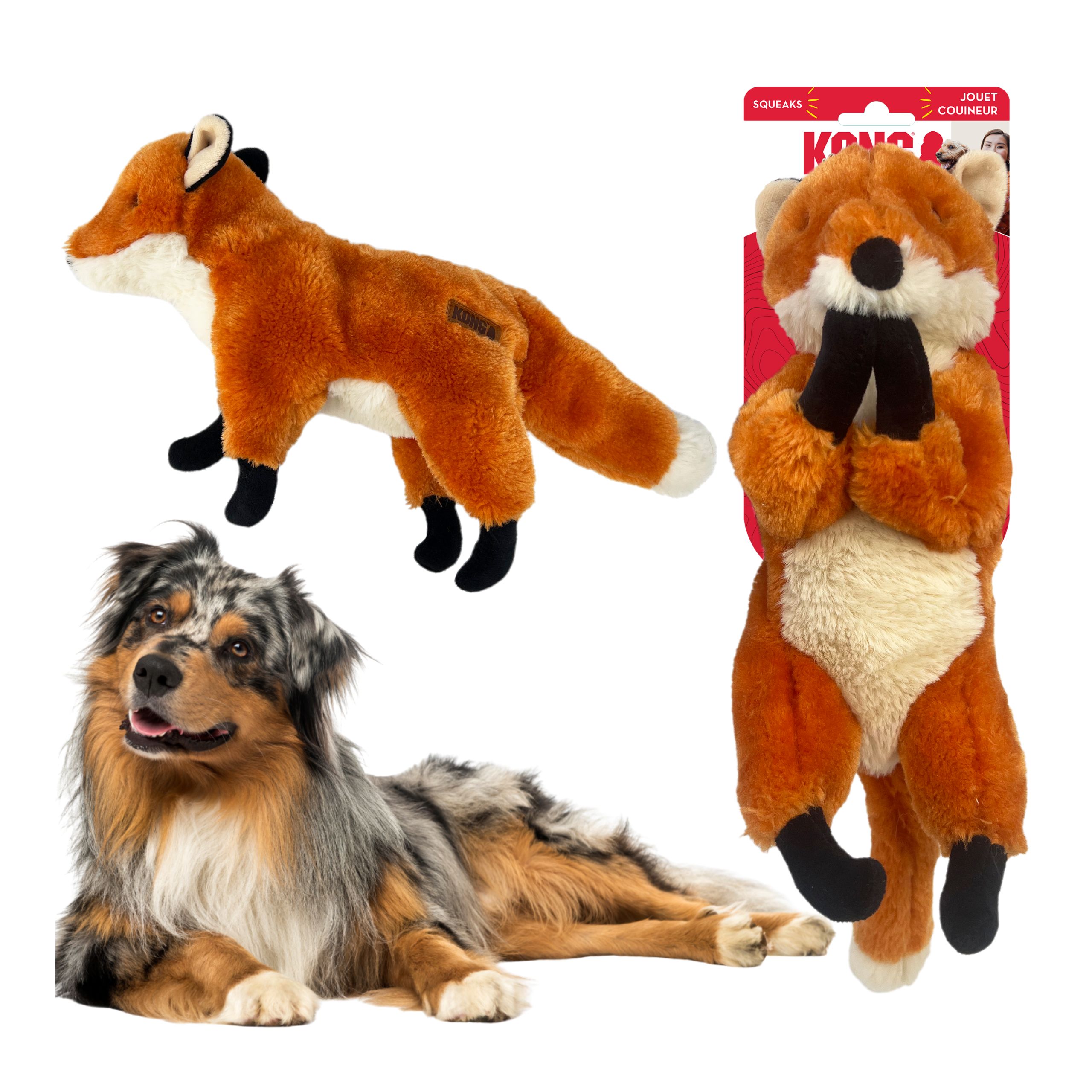 Levně Kong Hračka pro psa Liška Wild Low Stuff Fox M Eu X