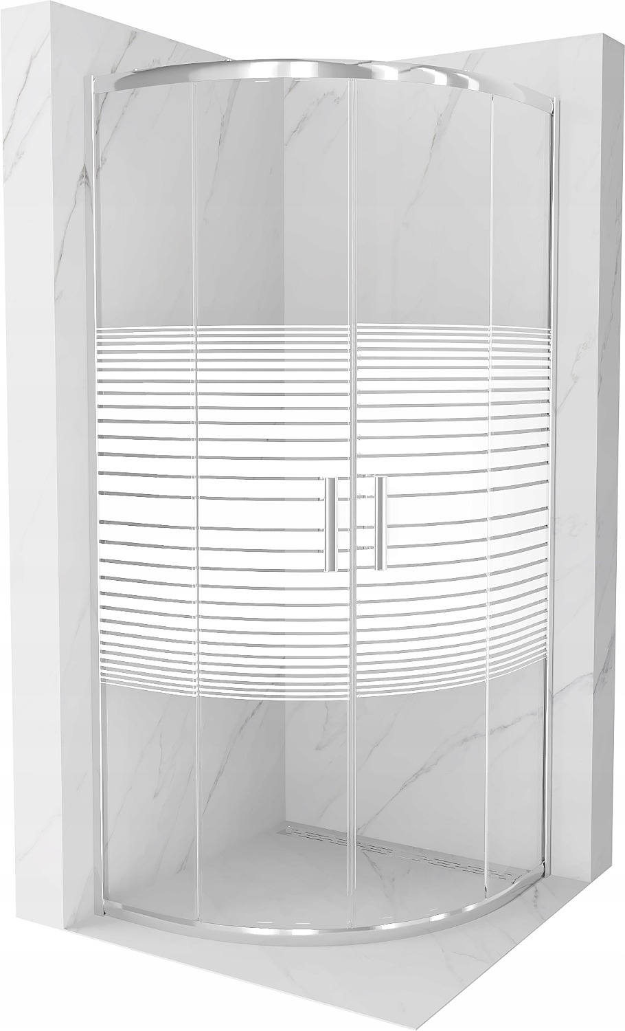 MEXEN RIO KABINA PRYSZNICOWA PÓŁOKRĄGŁA PASY 80 x 80 CM CHROM