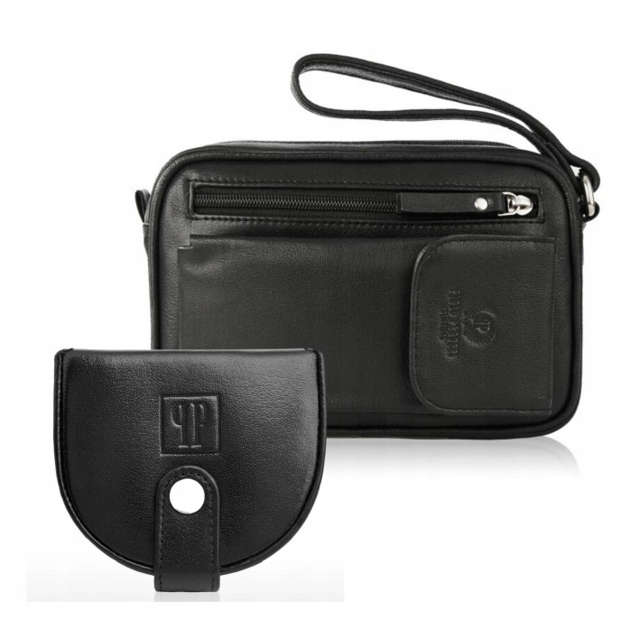 Pánská kožená peněženka a kožená taška do ruky, pánský set