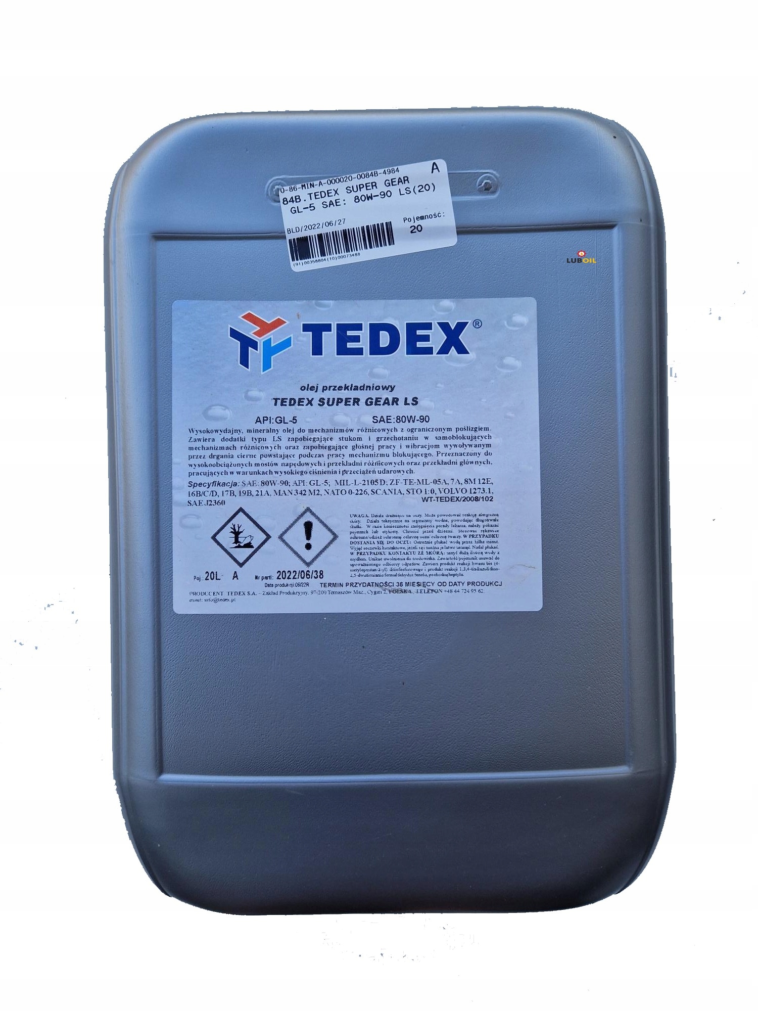 OLEJ PRZEKŁADNIOWY TEDEX SUPER GEAR LS GL-5 80W-90 20L